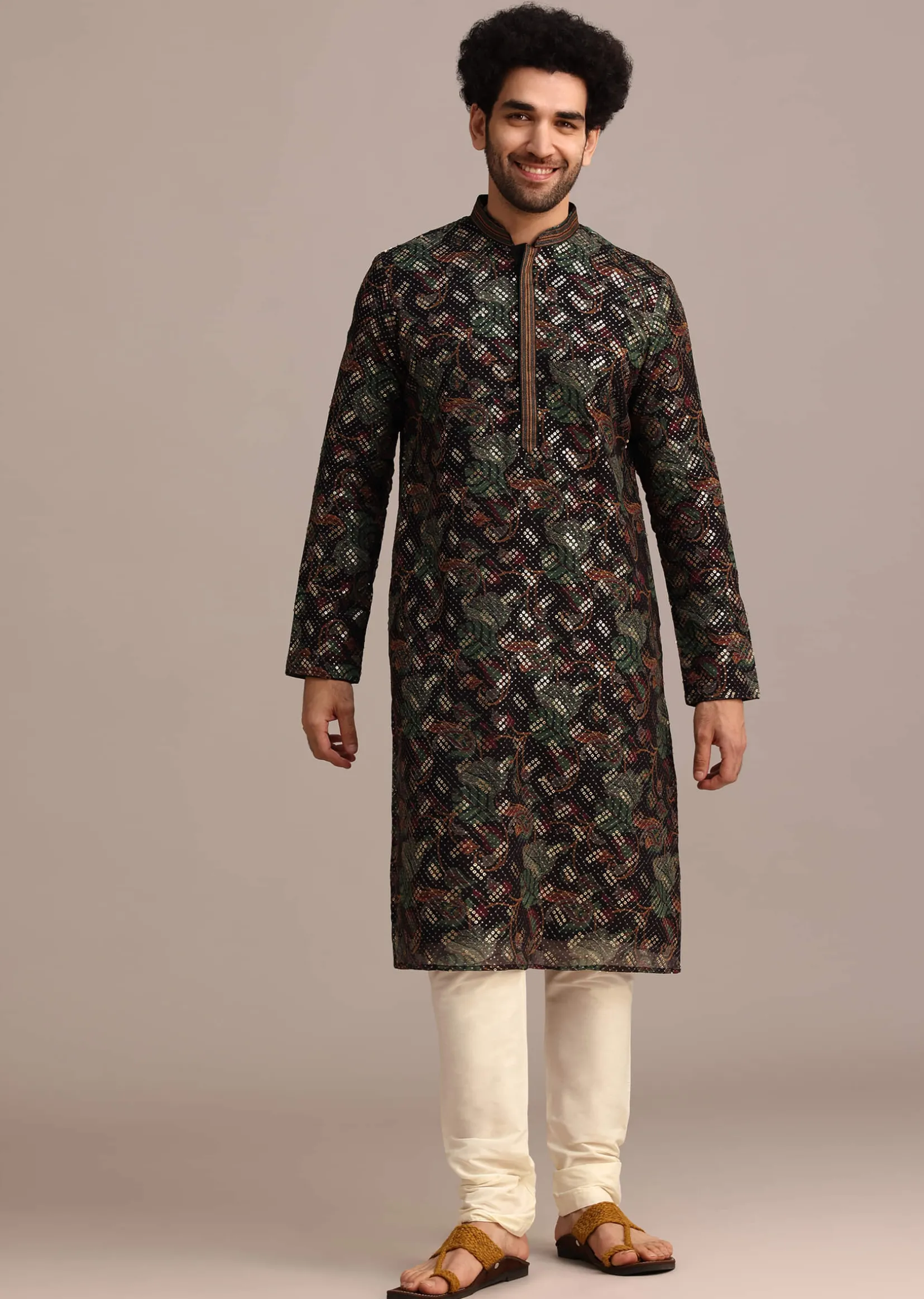 Black Georgette Sequin Work Kurta Set