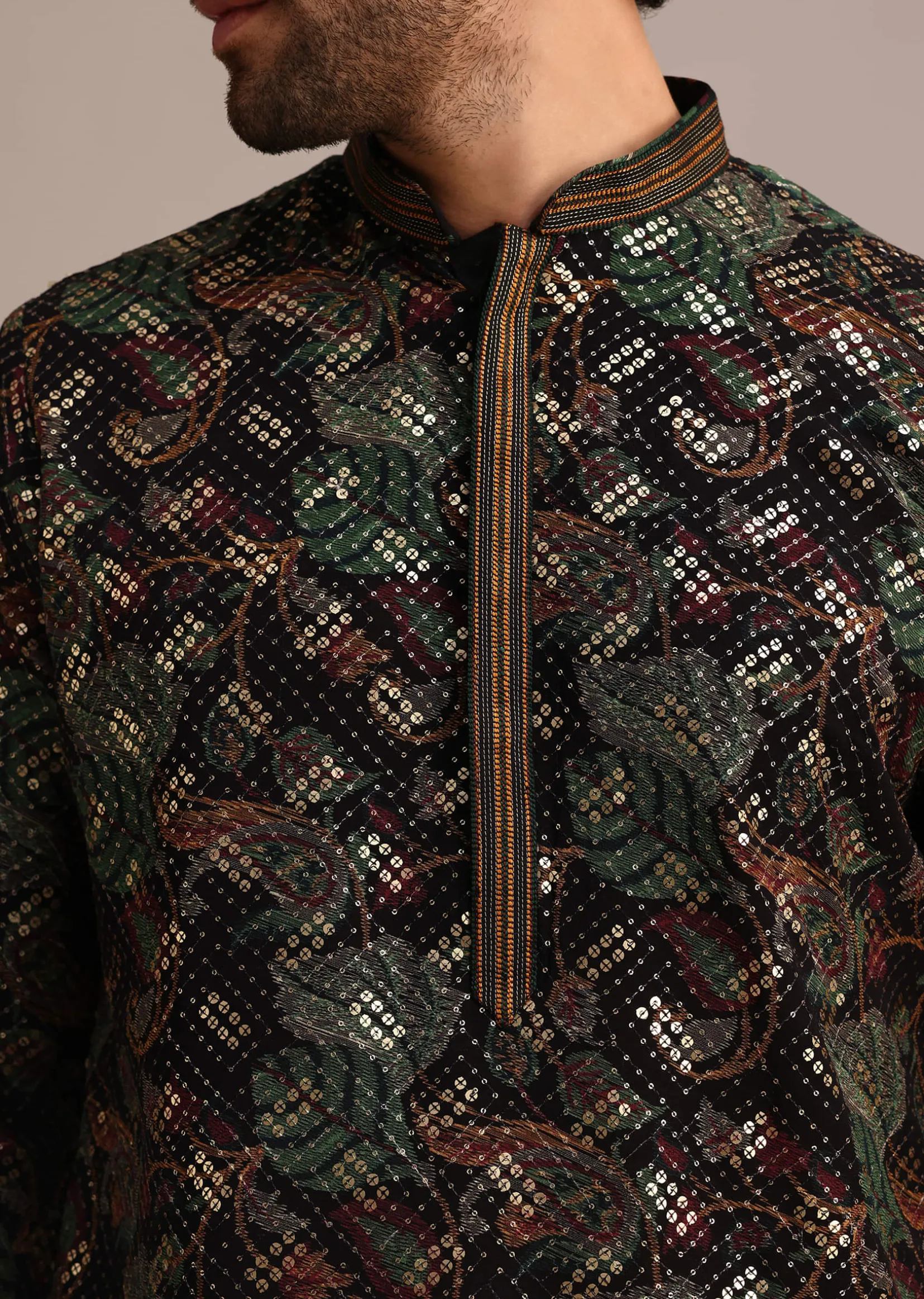 Black Georgette Sequin Work Kurta Set