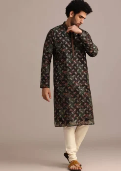 Black Georgette Sequin Work Kurta Set