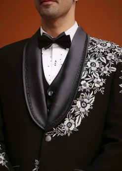 Black Hand Embellished Tuxedo Set
