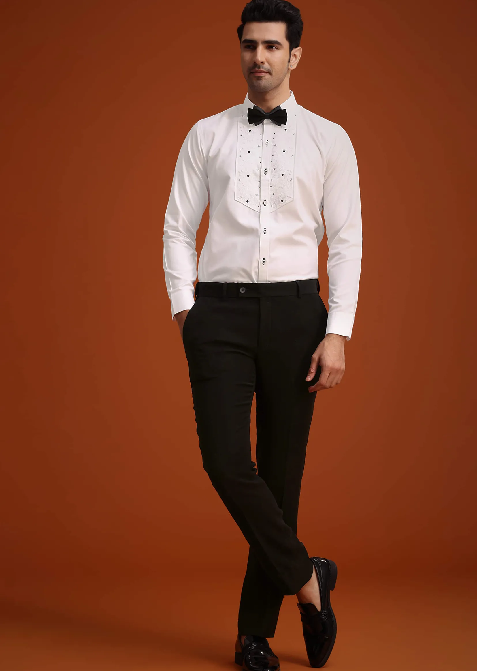Black Hand Embellished Tuxedo Set