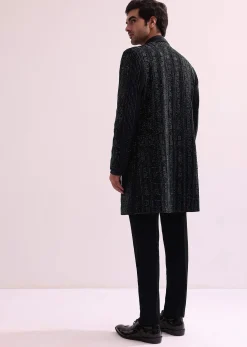Black Indo Western Lapel Jacket With Shirt And Pant