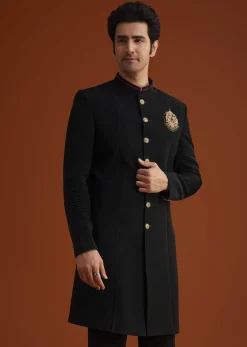 Black Indo Western Sherwani Set