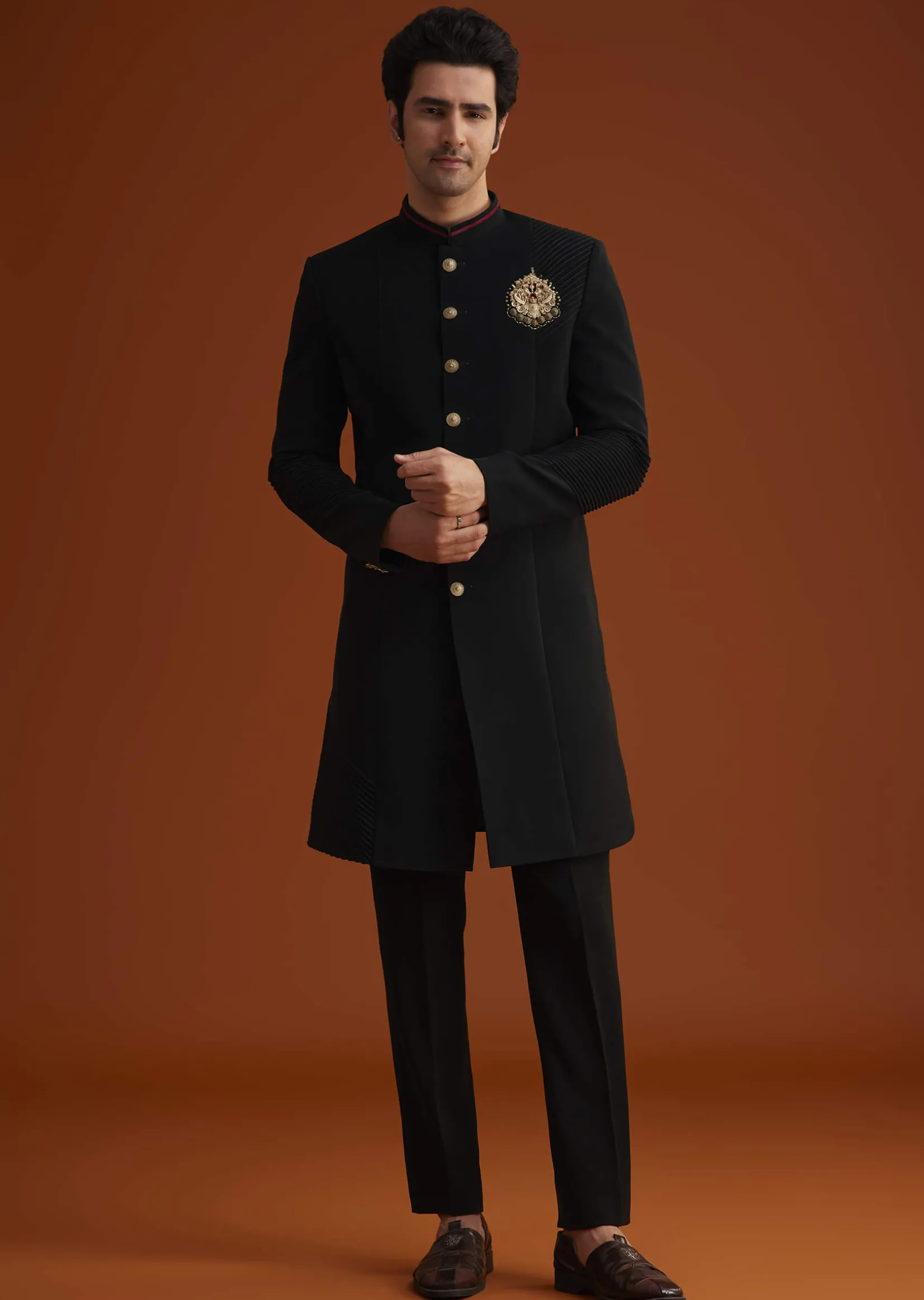 Black Indo Western Sherwani Set