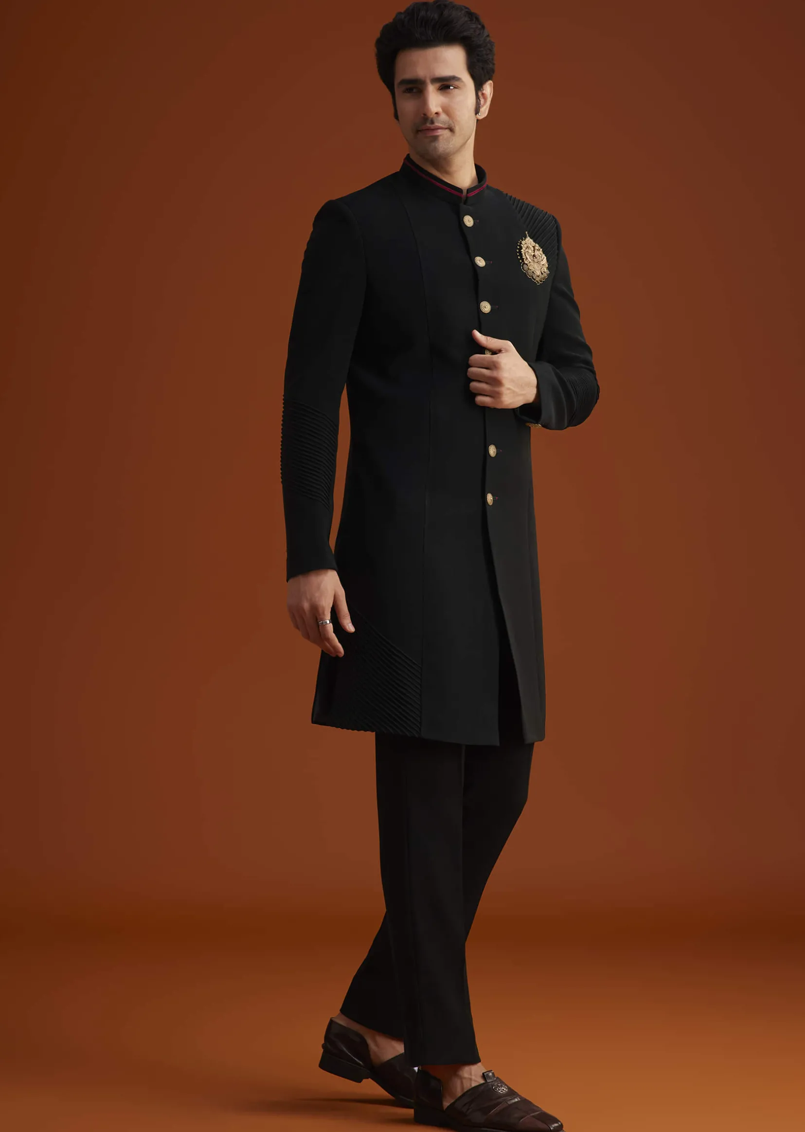 Black Indo Western Sherwani Set