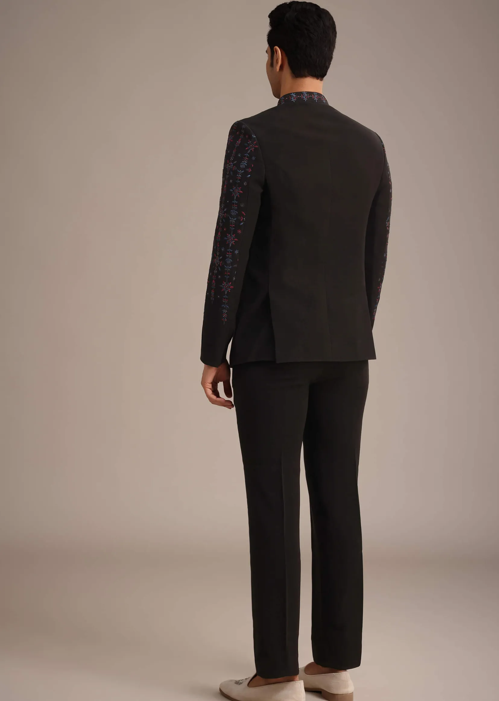 Black Indowestern Set With Cutdana Work