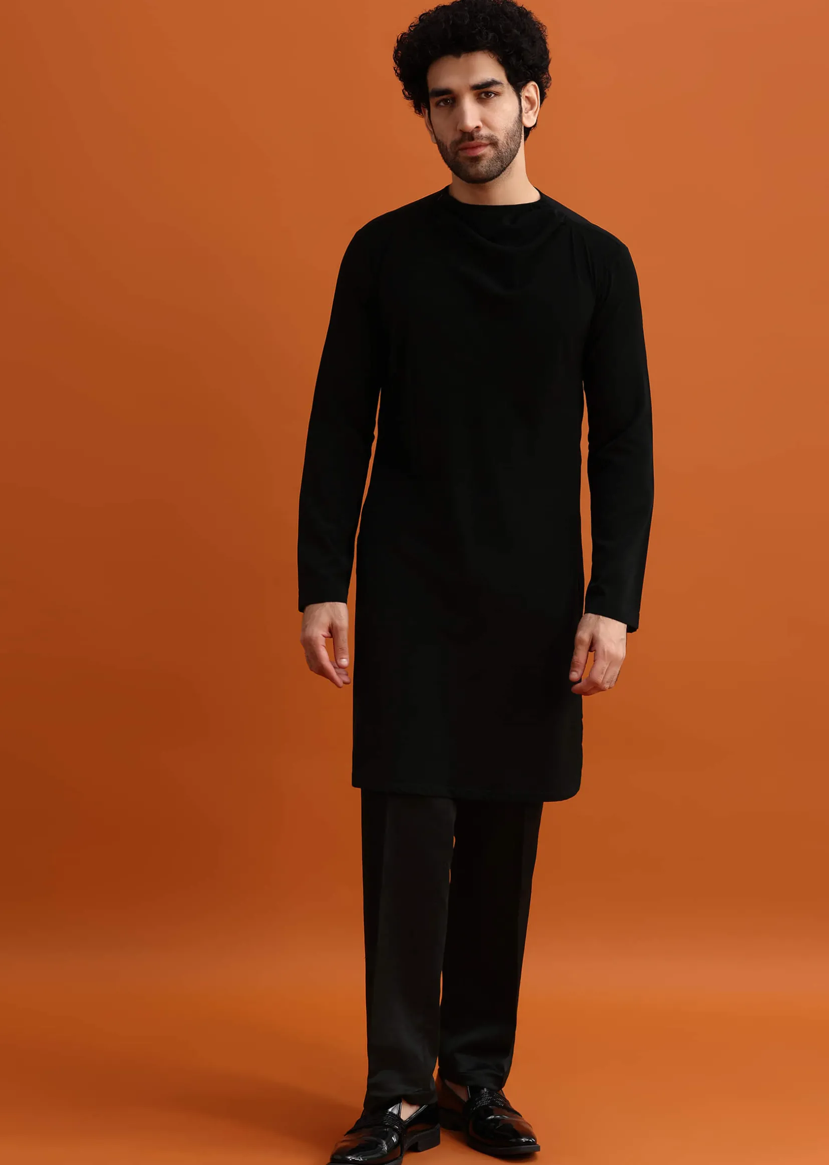 Black Indowestern Set With Hand Work For Men