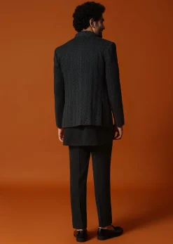 Black Jodhpuri Set In Resham Work For Men