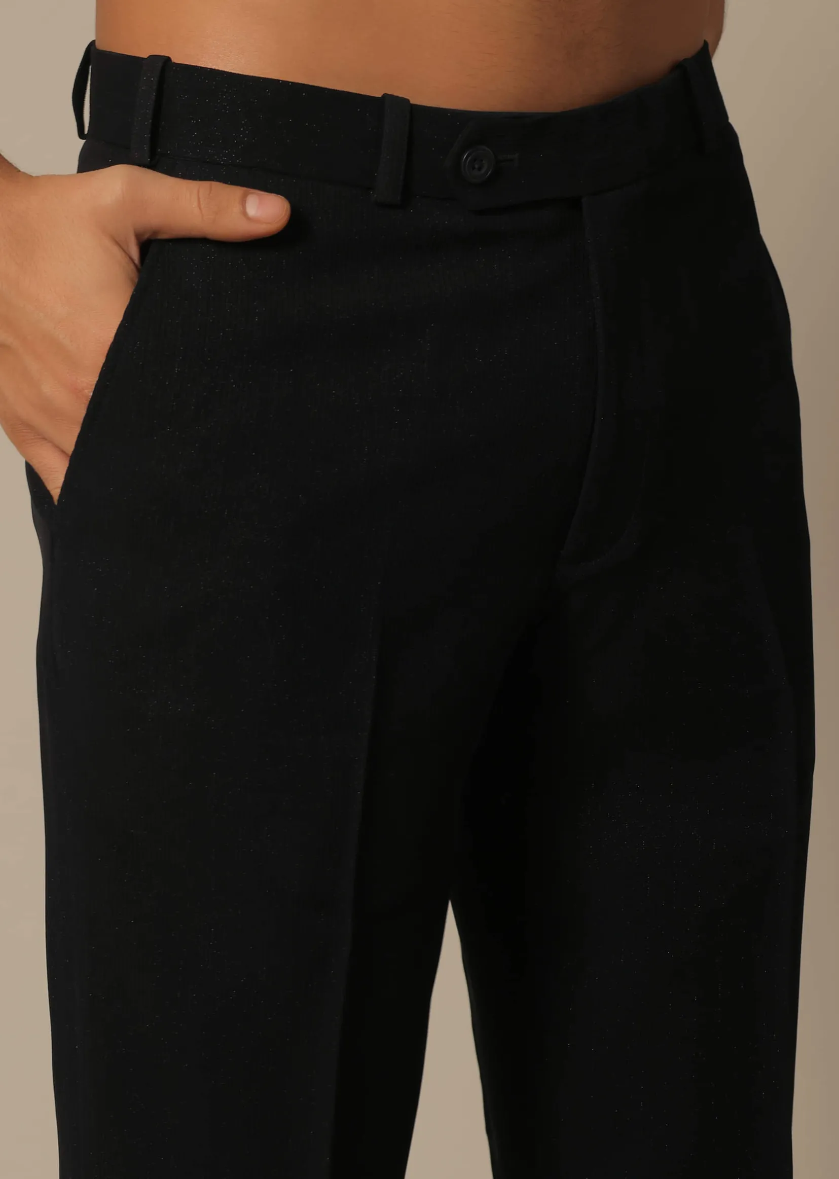 Black Jodhpuri Set With Front Button Detail