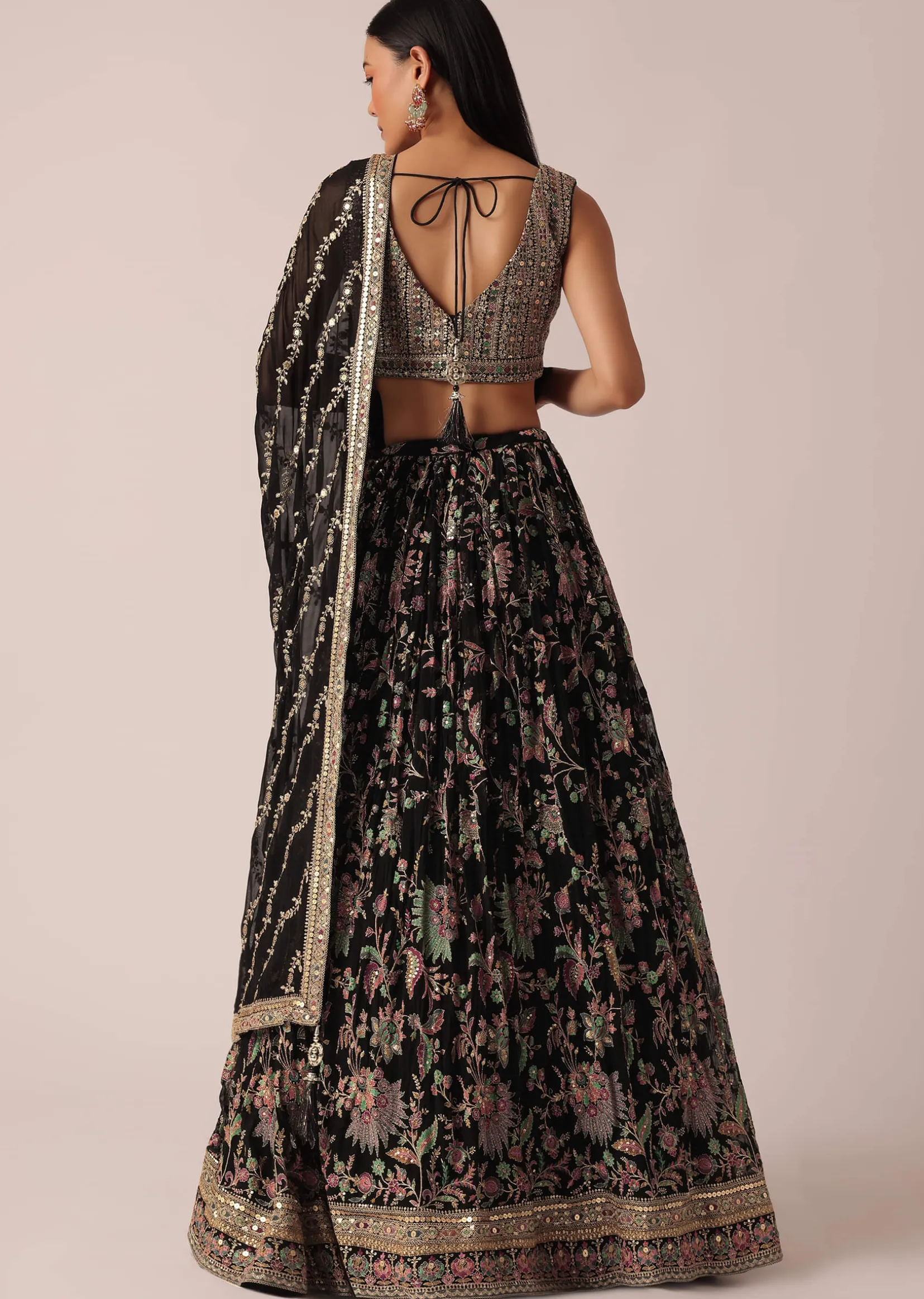 Black Lehenga Set With Sequin Work