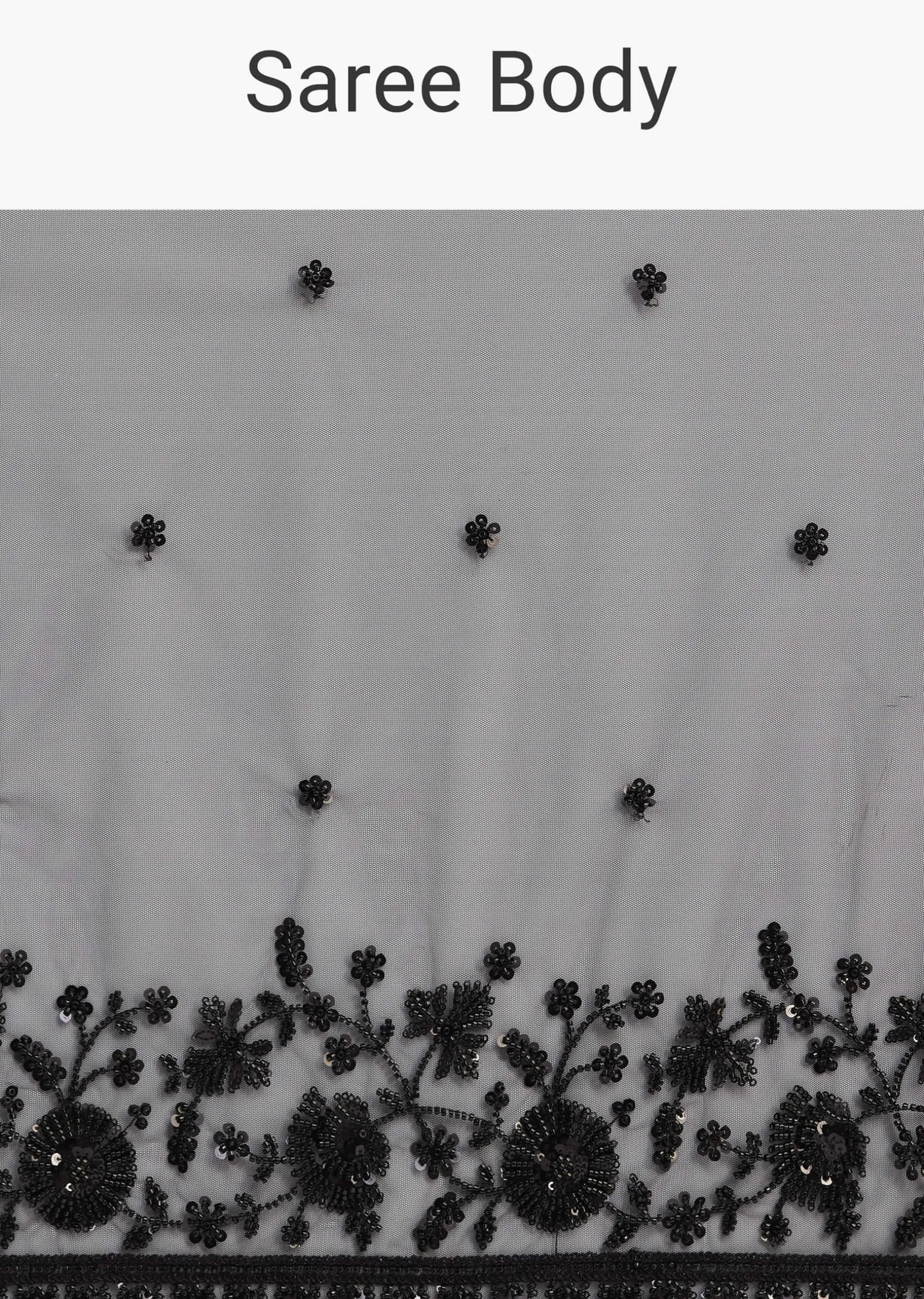 Black Net Heavy Embroidered Saree With Sequins And Stones