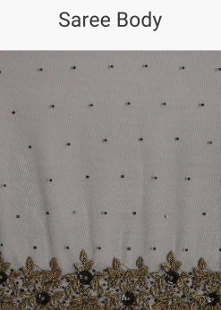 Black Net Saree With Embroidered Border