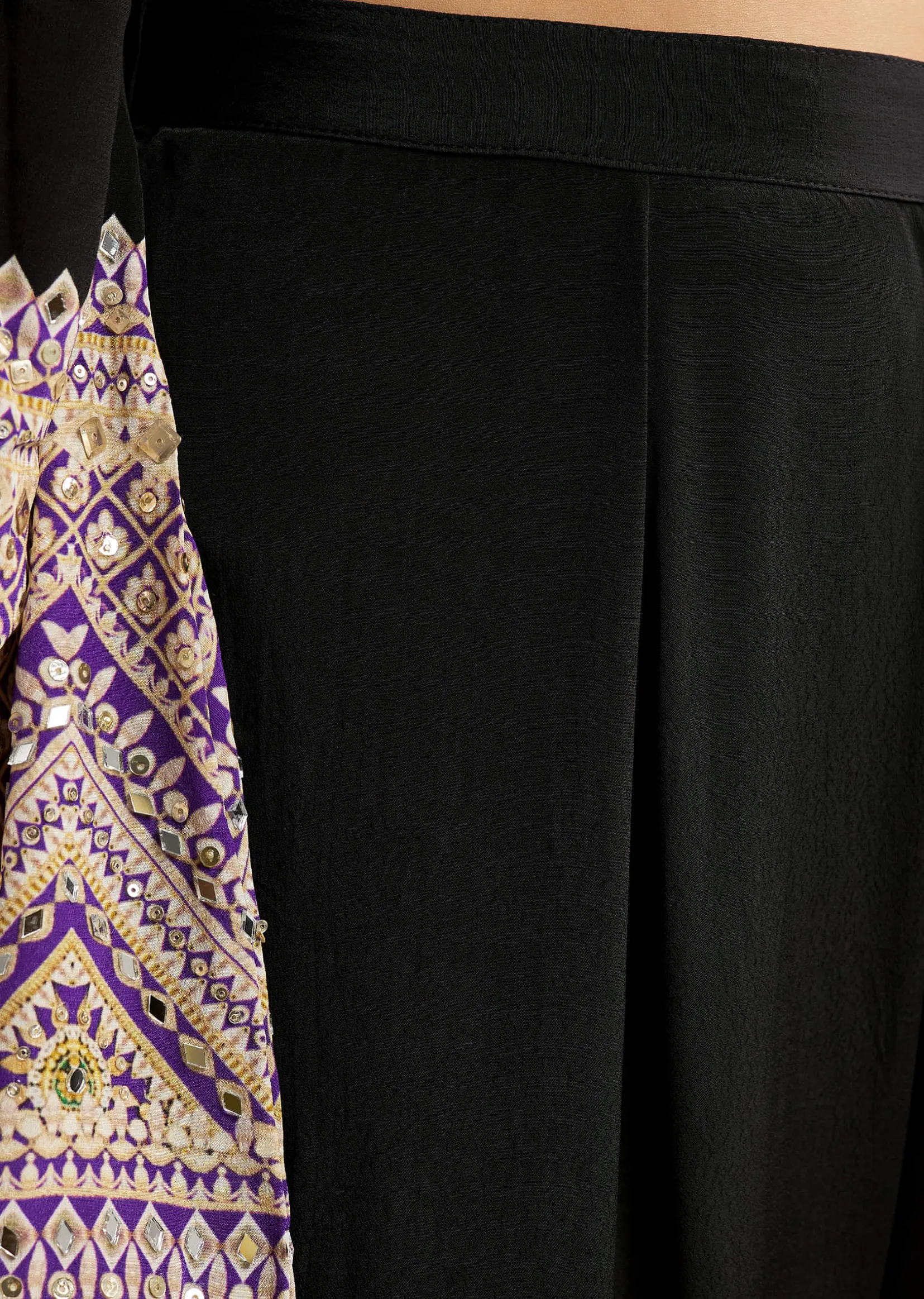 Black Printed Border Anarkali Set With Palazzo And Dupatta