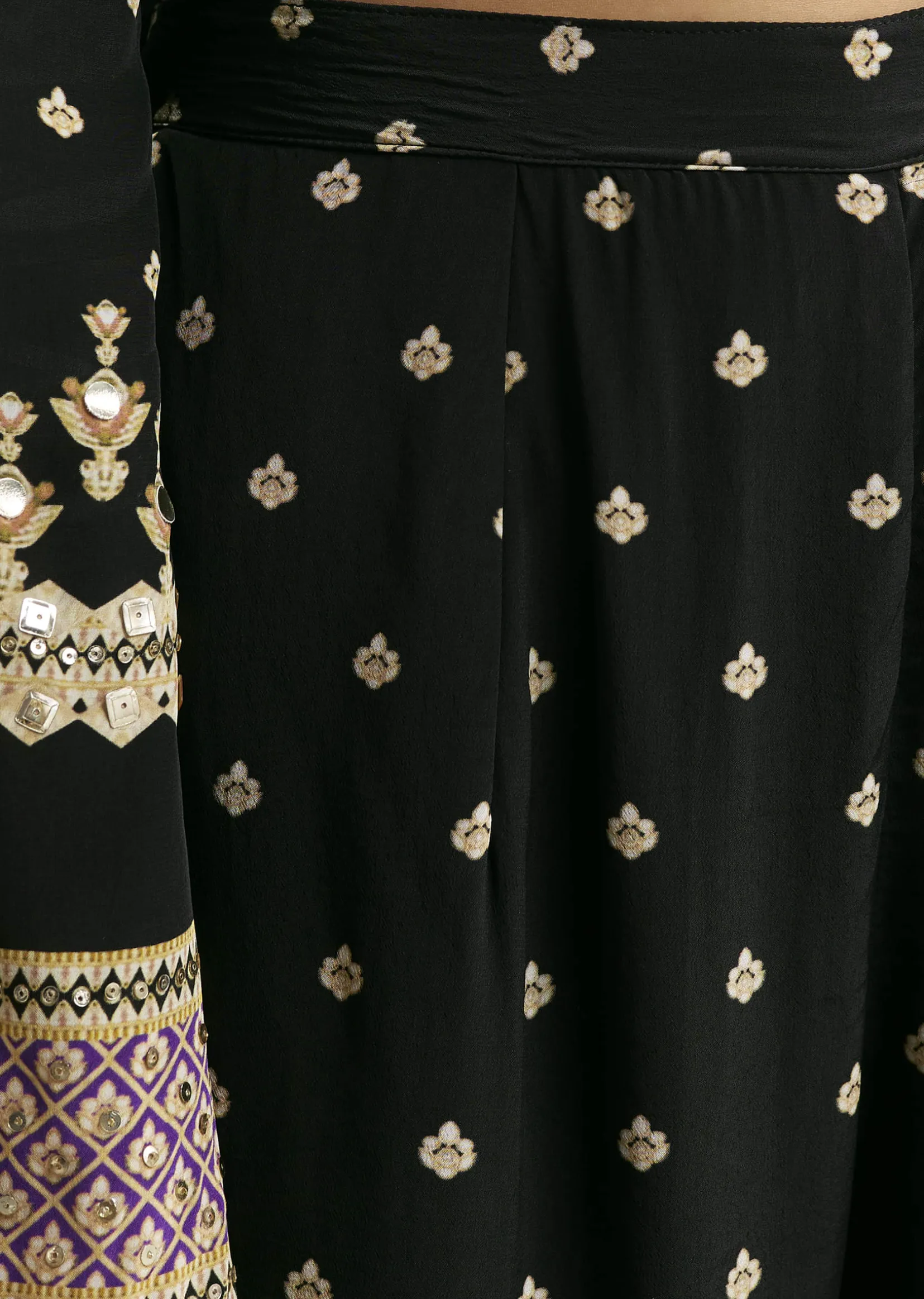 Black Printed Co Ord Set With Kurta And Palazzo
