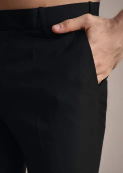 Black Rayon Tuxedo With Pintuck Detailing