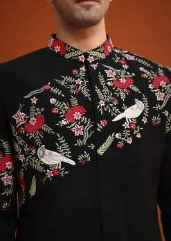 Black Resham Embroidered Indo Western Set