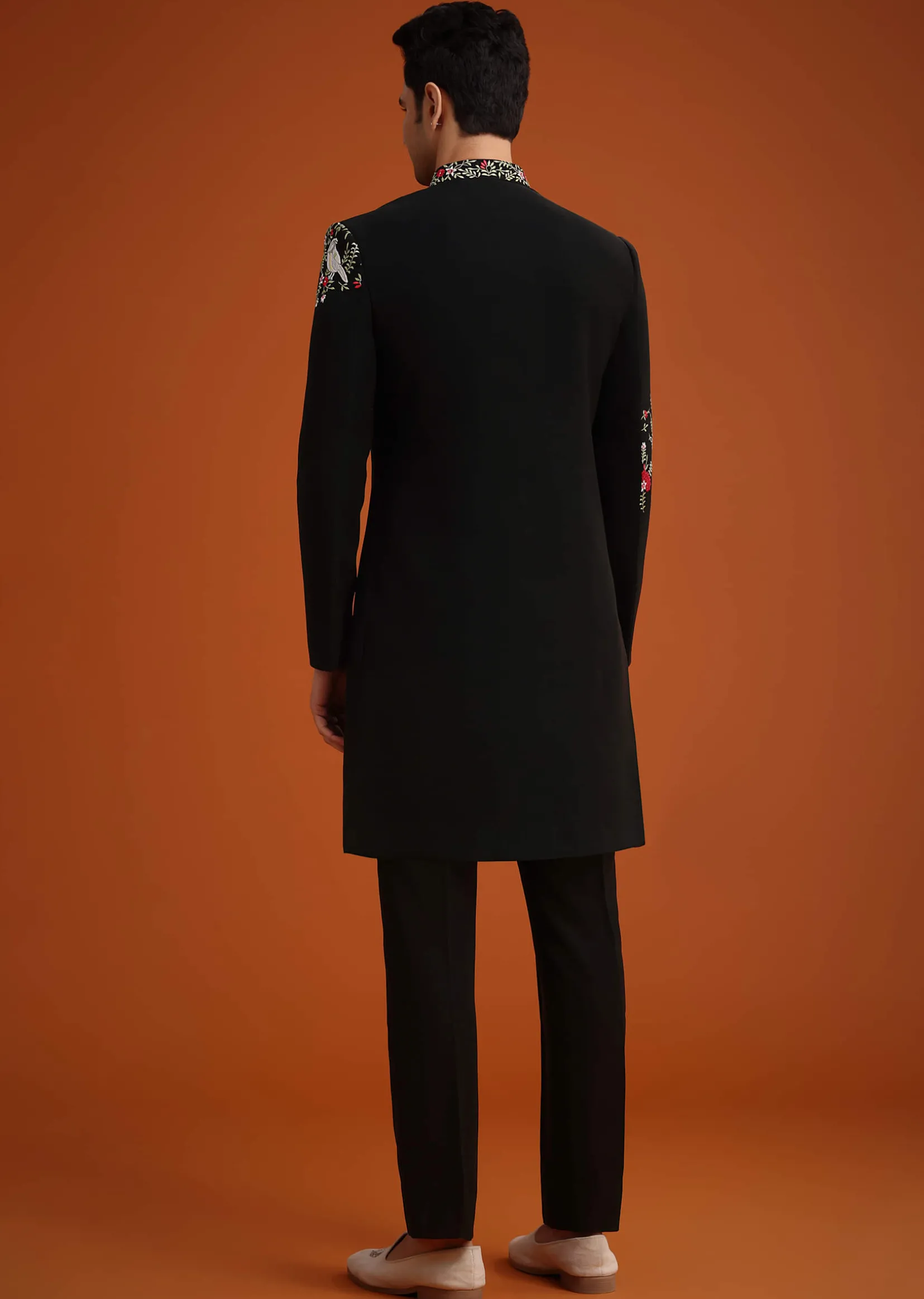 Black Resham Embroidered Indo Western Set