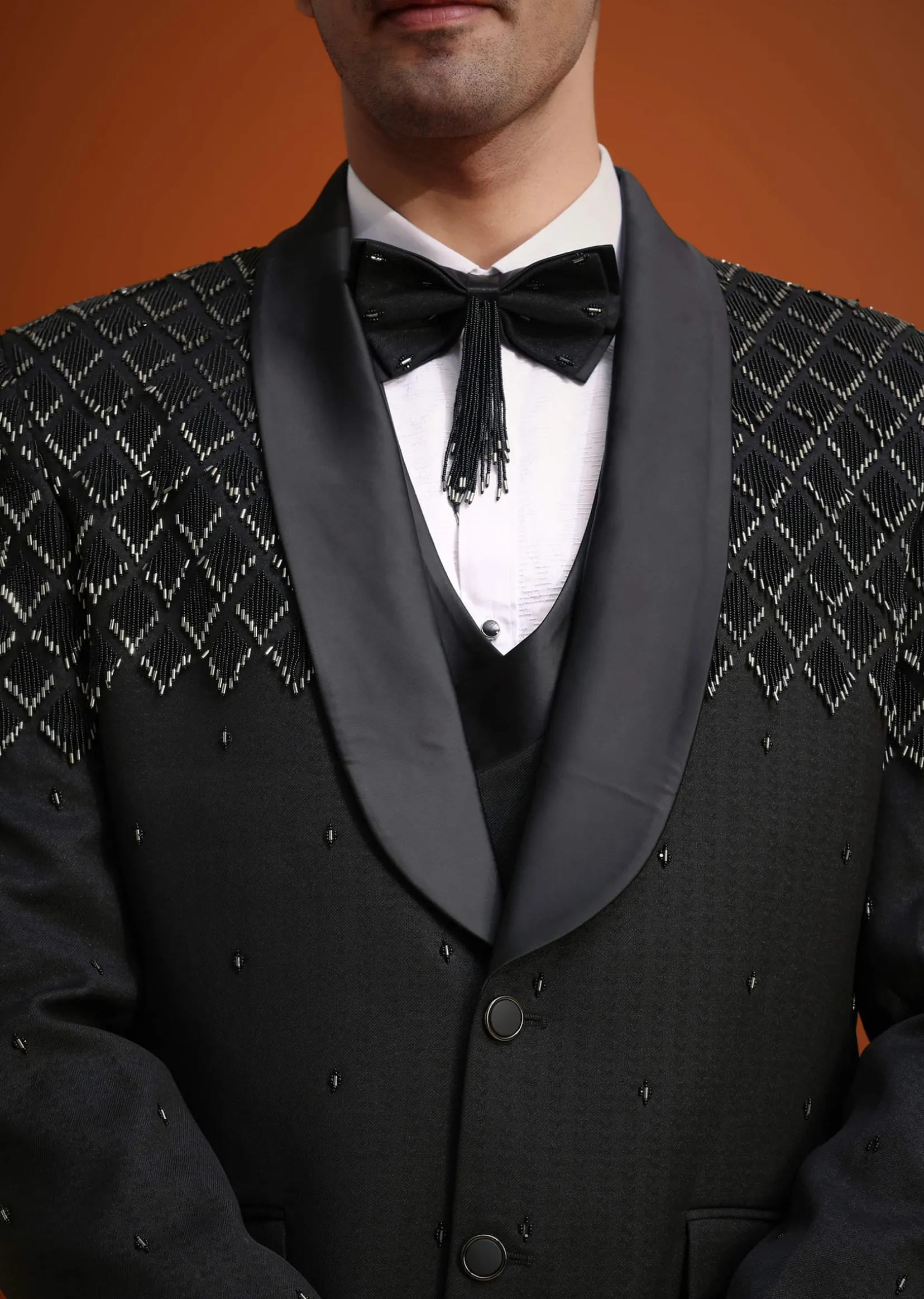 Black Salli Embellished Tuxedo Set