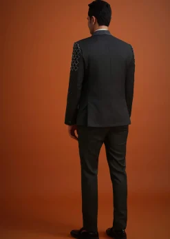 Black Salli Embellished Tuxedo Set