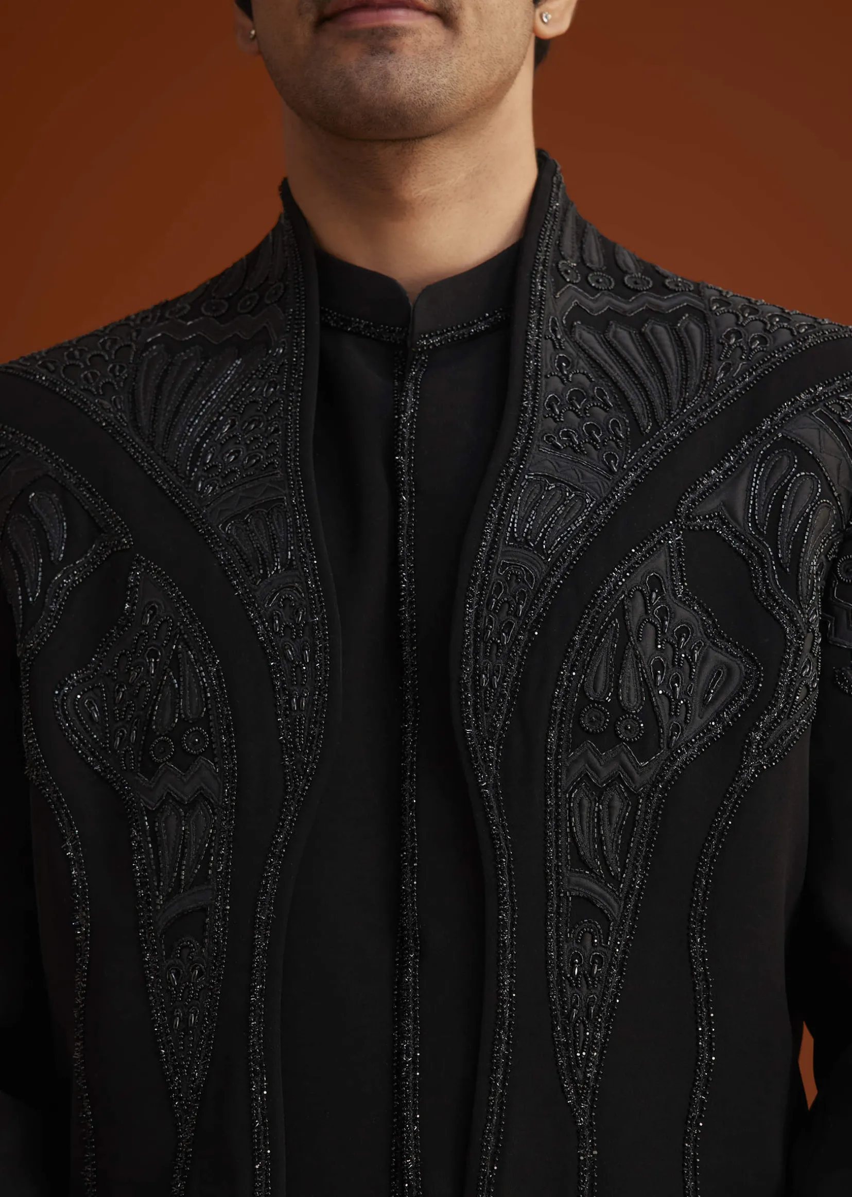Black Sequin Embroidered Indo Western Set