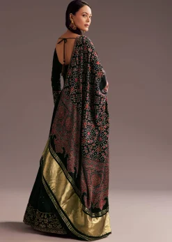 Black Sequins Zardosi Silk Anarkali Dupatta Set