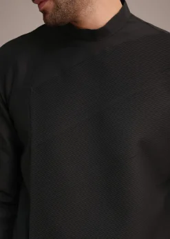 Black Silk Blend Pintuck Kurta Jacket Set