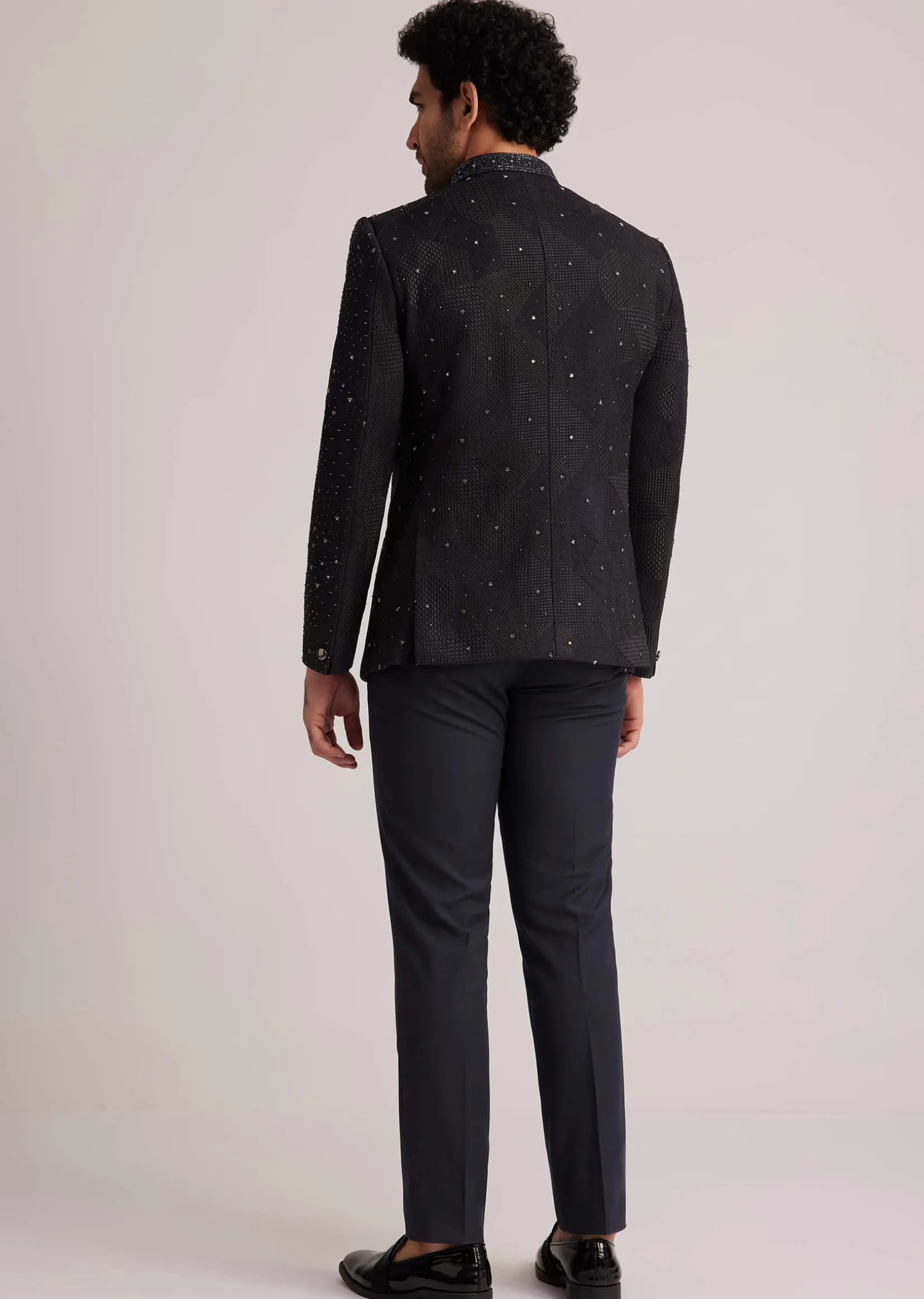 Black Stone Studded Jodhpuri Suit