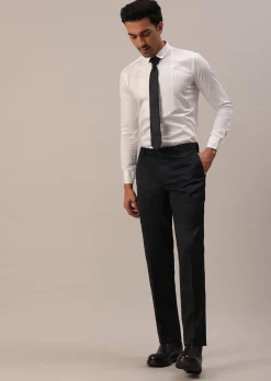 Black Terry Rayon Tuxedo Set With Cut Work Embroidery