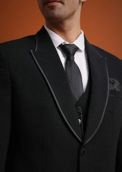 Black Tuxedo Set With Pocket Square