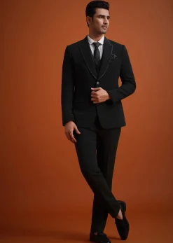 Black Tuxedo Set With Pocket Square