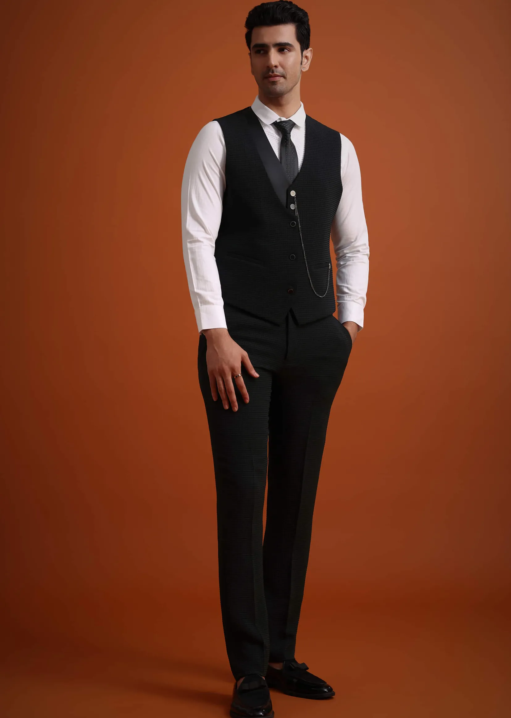 Black Tuxedo Set With Pocket Square