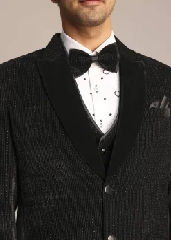 Black Tuxedo Suit With Classic Bow Tie