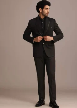 Black Tuxedo Suit With Shawl Collar
