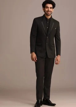 Black Tuxedo Suit With Shawl Collar