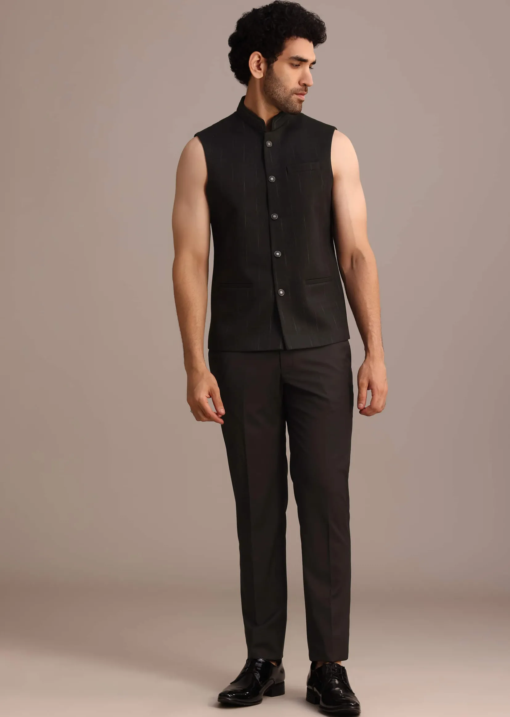 Black Tuxedo Suit With Shawl Collar