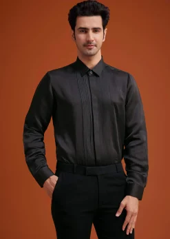 Black Tuxedo With Asymmetric Beaded Embellishments