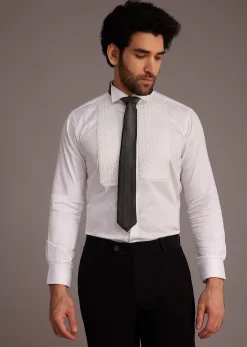 Black Tuxedo With Beaded Shoulder Detailing And Satin Lapel