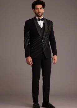 Black Tuxedo With Embellished Swirl Detailing
