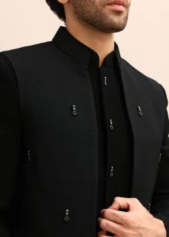 Black Velvet 3 Pc Jodhpuri Suit