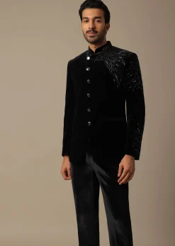 Black Velvet Indowestern For Receptions