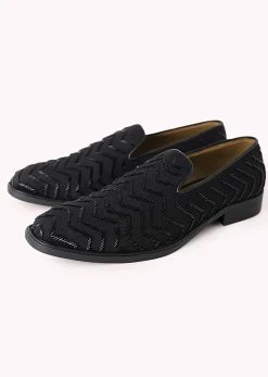 Black Velvet Juttis With Cutdana Work