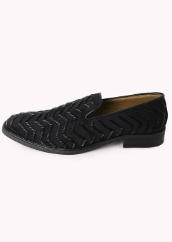 Black Velvet Juttis With Cutdana Work
