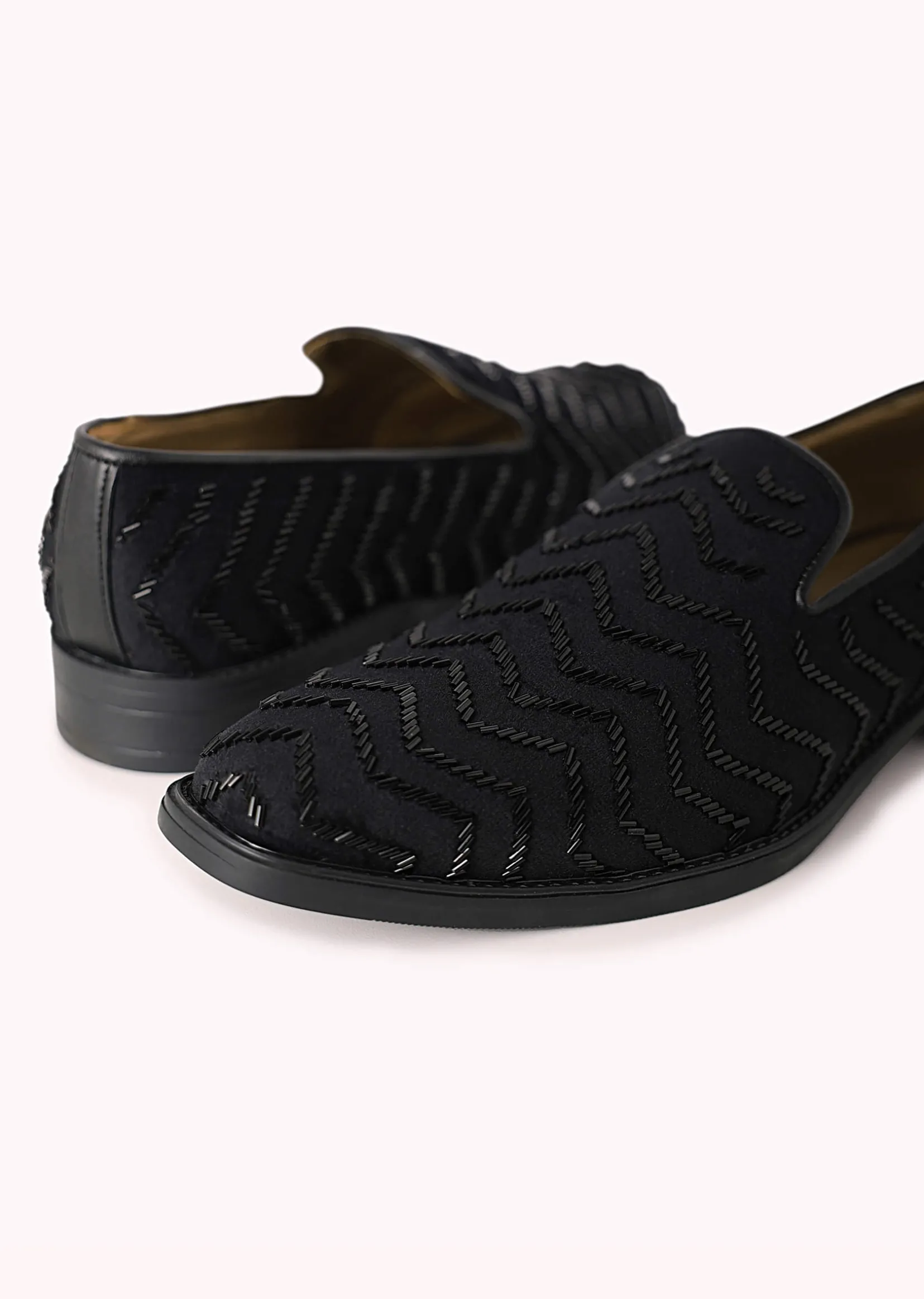 Black Velvet Juttis With Cutdana Work