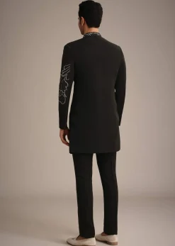 Black Zardozi Embroidered Indowestern Set