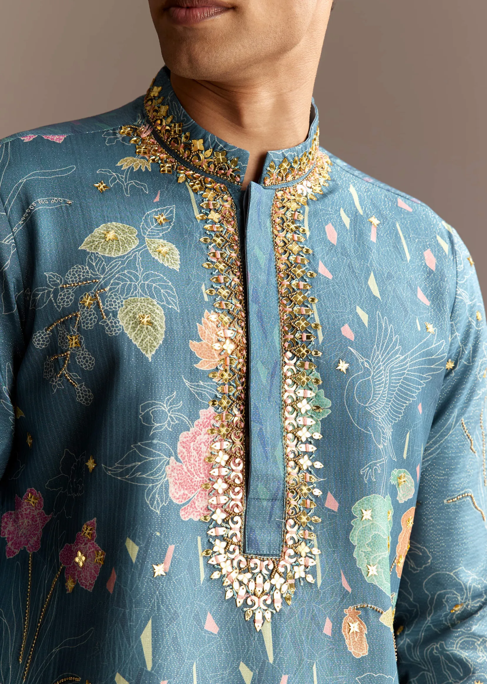 Blue Art Silk Kurta Set