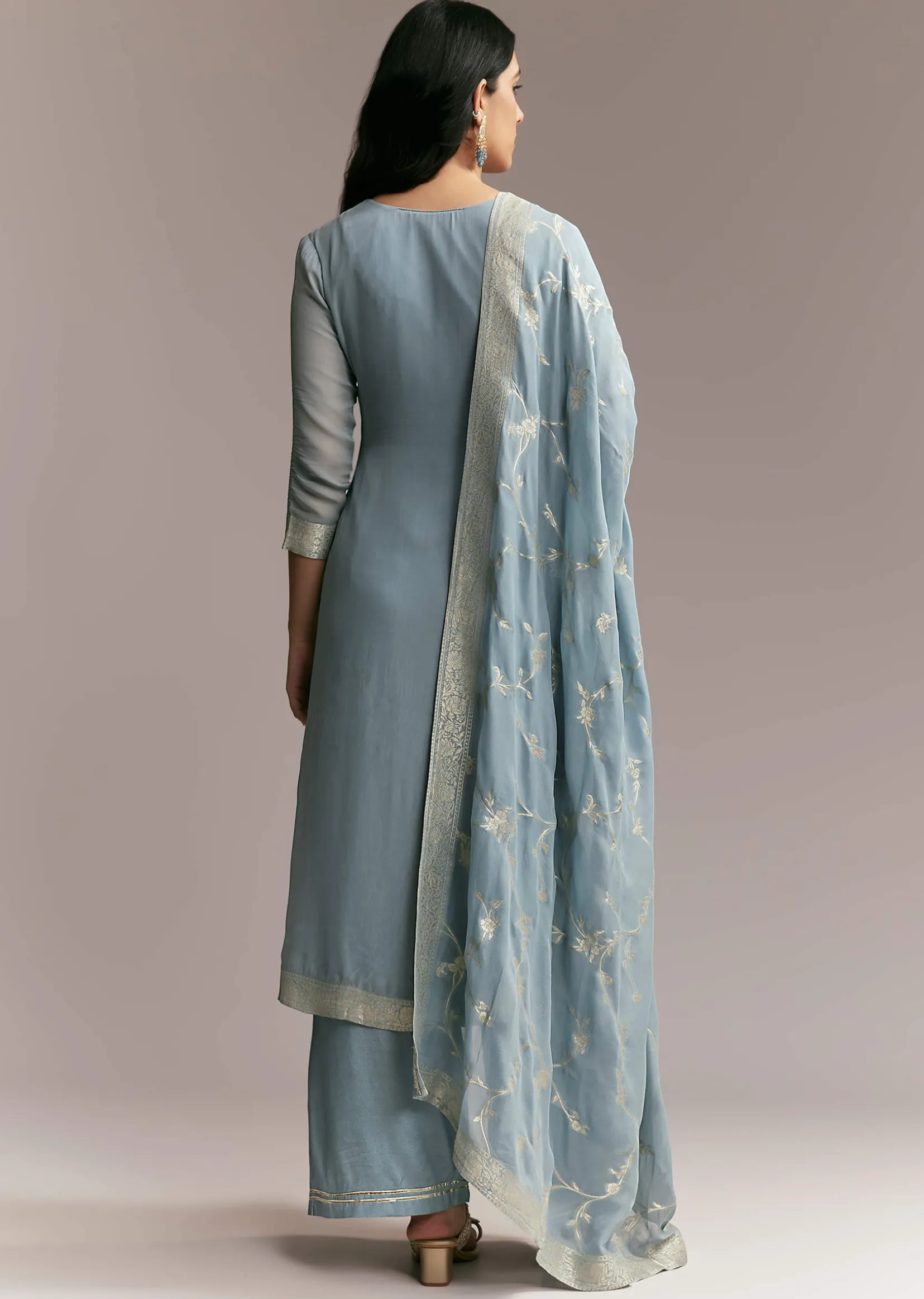Blue Banarasi Kurta Set