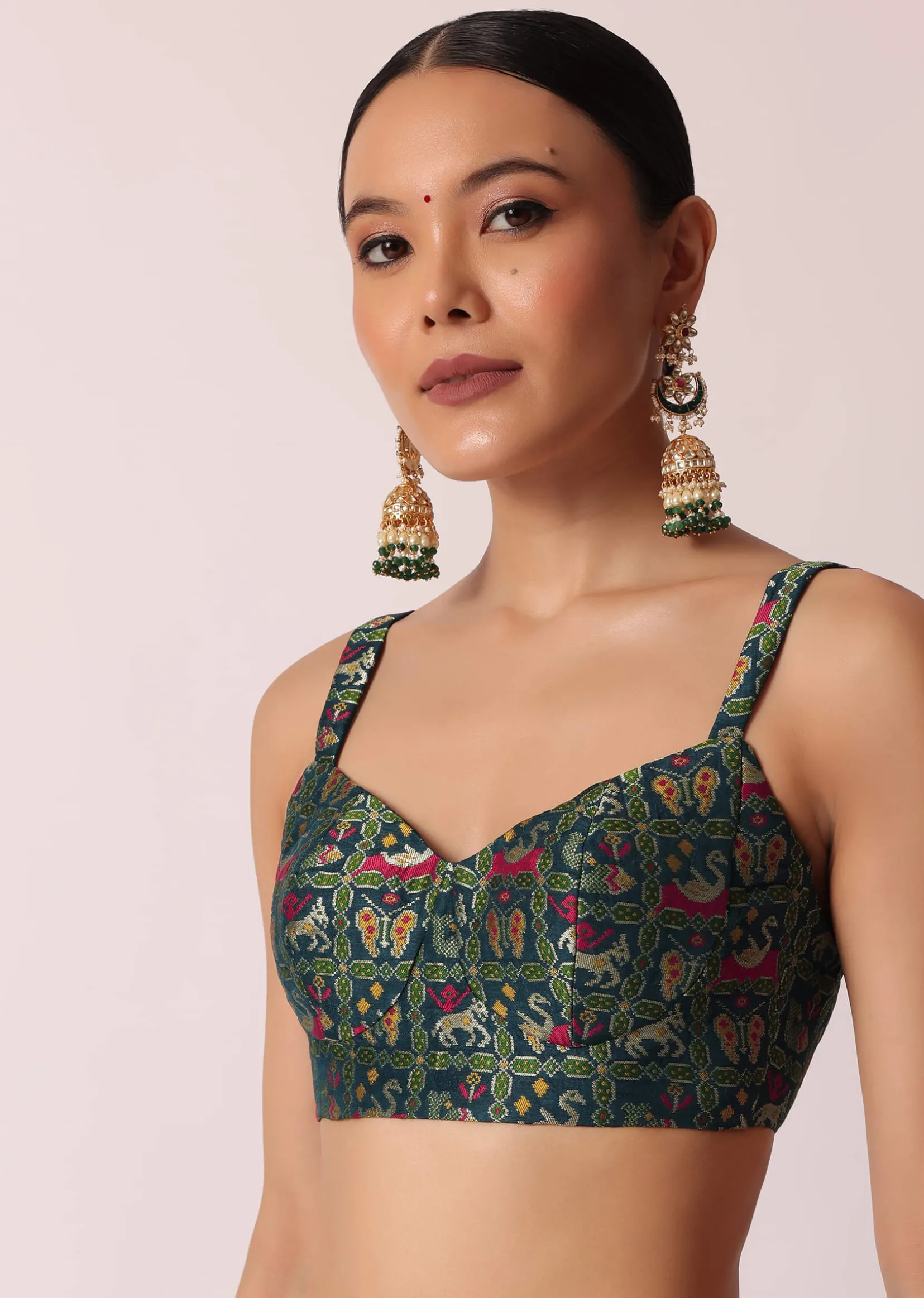 Blue Banarasi Silk Saree With Meenakari Work And Unstitched Blouse Piece