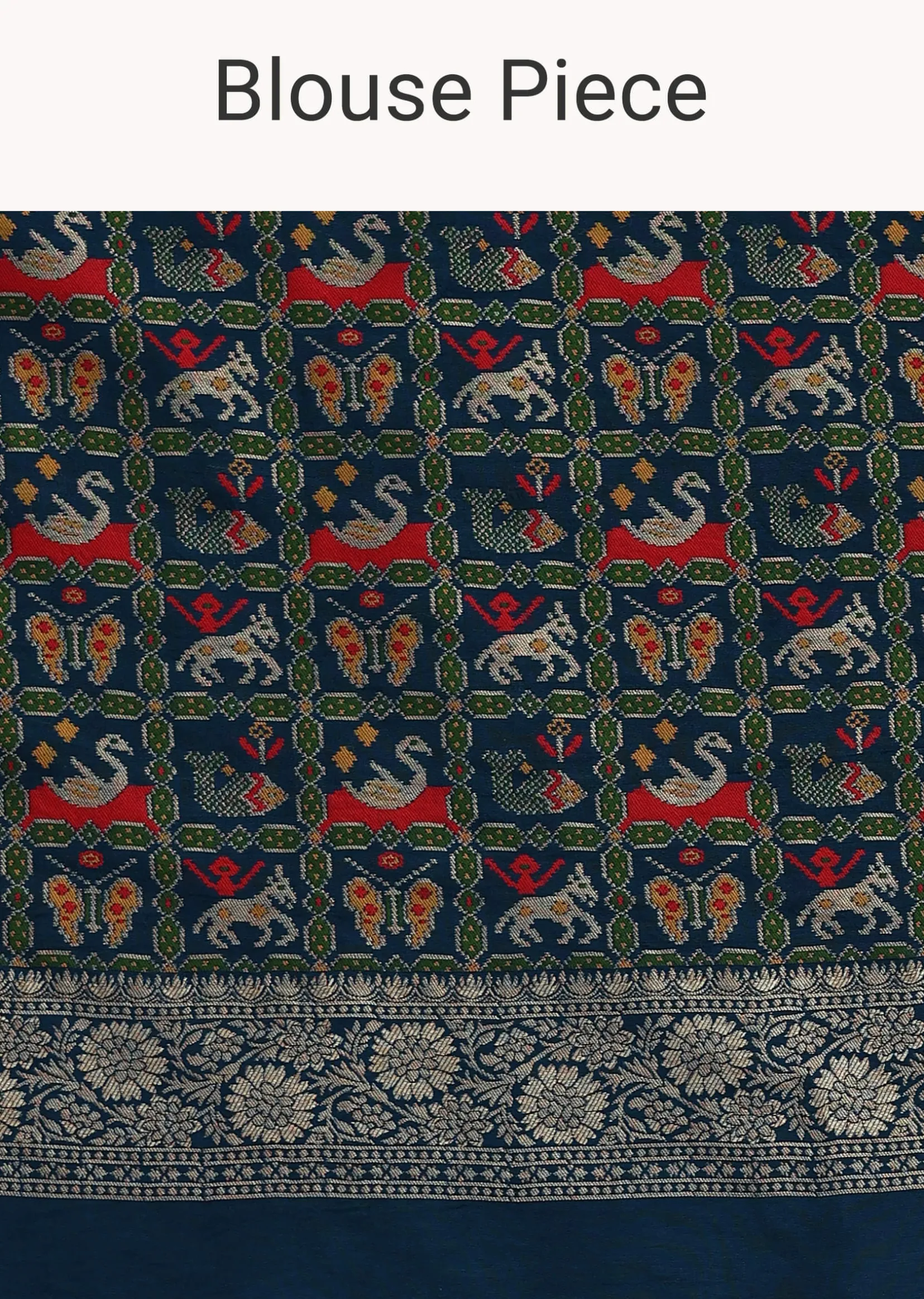 Blue Banarasi Silk Saree With Meenakari Work And Unstitched Blouse Piece