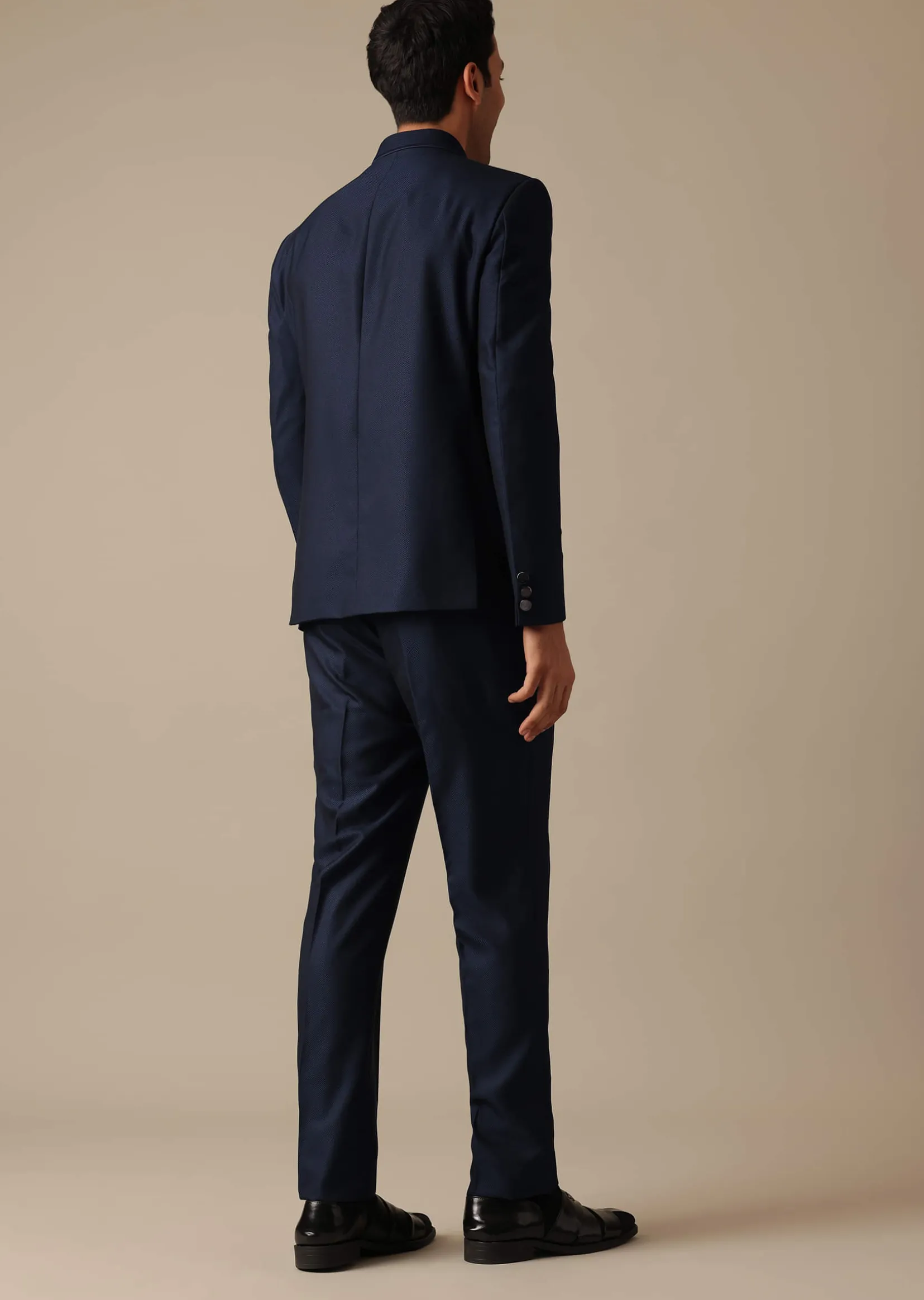 Blue Bandhgala Jodhpuri Suit In Terry Rayon