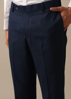 Blue Blazer And Pant Set In Terry Rayon With Cutwork Detail Tuxedo